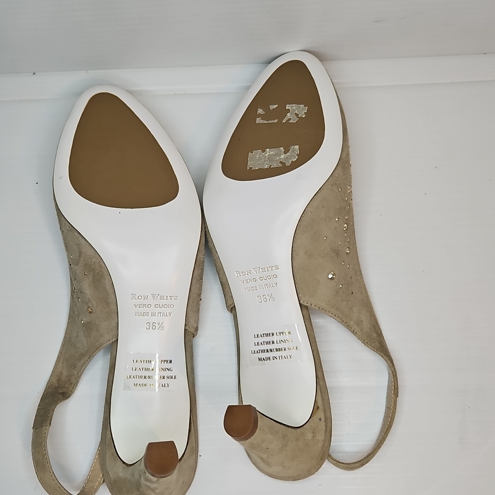 Ron White "Vivian Crystal" Fawn Amber Slingback – Size 36.5, New, Without Box - Picture 7 of 12